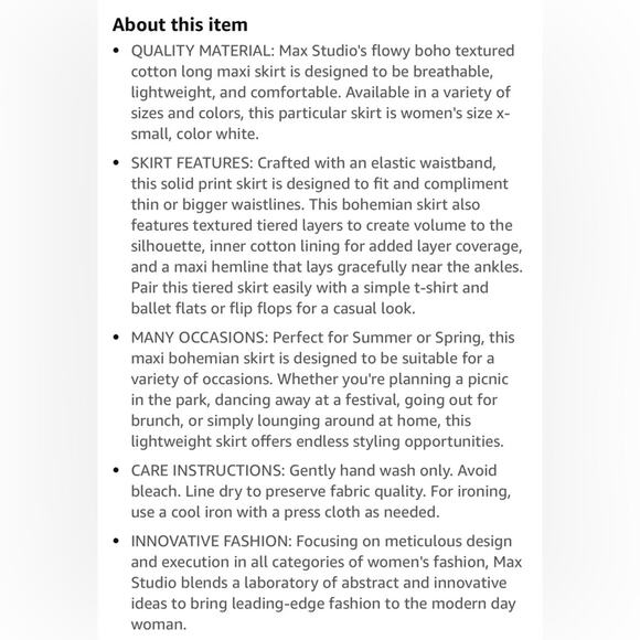 Max Studio $128 Elastic Waist Long Flowy Boho Cotton Maxi Skirt Large NWT - Picture 4 of 16